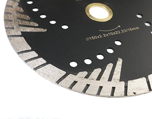 6 Inch Turbo Diamond Saw Blade for Cutting Granite Deep Triangle Cutting Disc for Stone Masonry Brick Block Concrete with 7/8’’-5/8’’ Arbor