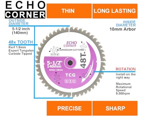5-1/2" (10mm Arbor) Circular Saw Blades 48Tooth+24Tooth, Heavy Duty Combo Pack Carbide TCT Fine Cut Fine Finish Crosscut Framing Ripping Wood Plywood MDF Plastic Veneer Lumber Laminate