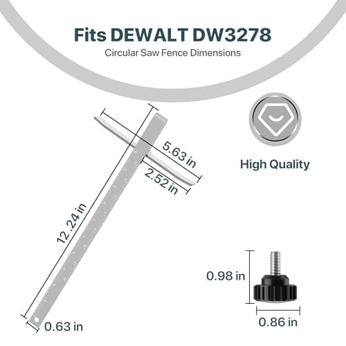 DW3278 Circular Saw Rip Fence Kit – Compatible with DeWalt DCS575, DCS570, DCS577, DWE575, DWS535, and Works with 7-1/4-Inch to 8-1/4-Inch Circular Saws, Includes Round Head Stop Screw and Spring