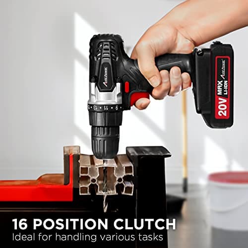 AVID POWER 20V MAX Lithium lon Cordless Drill, Power Drill Set with 3/8-Inch Keyless Chuck, Variable Speed, 16 Position and 22pcs Bits (Black)