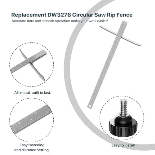 DW3278 Circular Saw Rip Fence Kit – Compatible with DeWalt DCS575, DCS570, DCS577, DWE575, DWS535, and Works with 7-1/4-Inch to 8-1/4-Inch Circular Saws, Includes Round Head Stop Screw and Spring