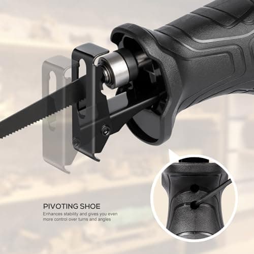 Reciprocating Saw, 6Amp 2800RPM Variable Speed Reciprocating Saw with 4/5"(20mm) Stroke Length, 3Pcs Blades for Wood, Soft Metal, PVC Pipe Cutting