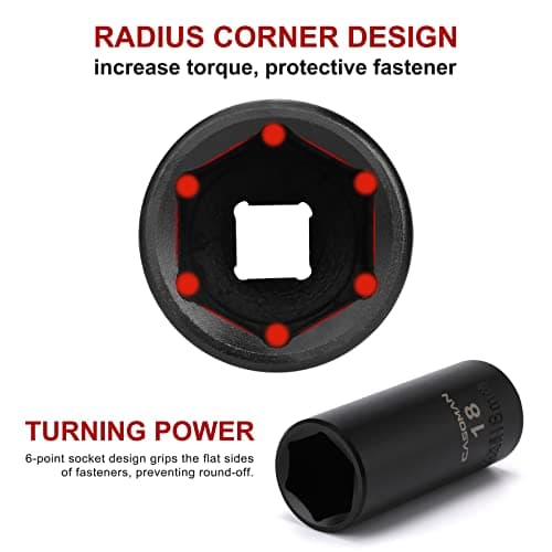 CASOMAN 3/8" Drive Impact Socket Set, 49 Piece Standard SAE and Metric Sizes (5/16-Inch to 3/4-Inch and 8-22 mm), 6 Point, Cr-V Steel Socket Set
