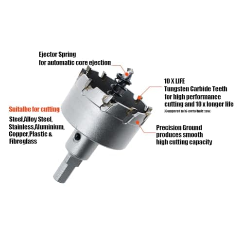 AUTOTOOLHOME 2 inch (50mm) Metal Steel Hole Saw Tooth Carbide Tip TCT Drill Bits Kit for Thick Metal Wood