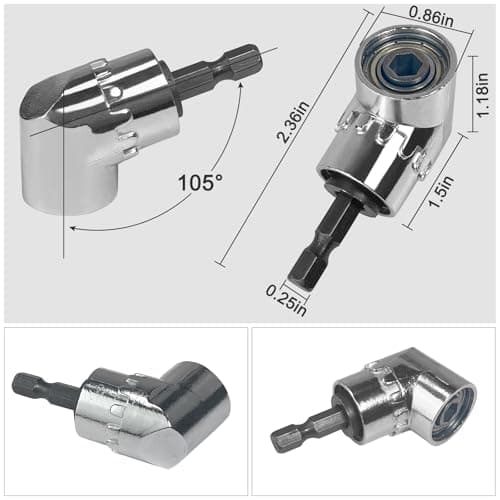 Guyuyii Flexible Drill Bit Extension and 2 Right Angle Drill Attachment Set – For DIY, Technicians and Homeowners, Ideal for Appliance Repair, Furniture and Plumbing, Compatible with Cordless Drills