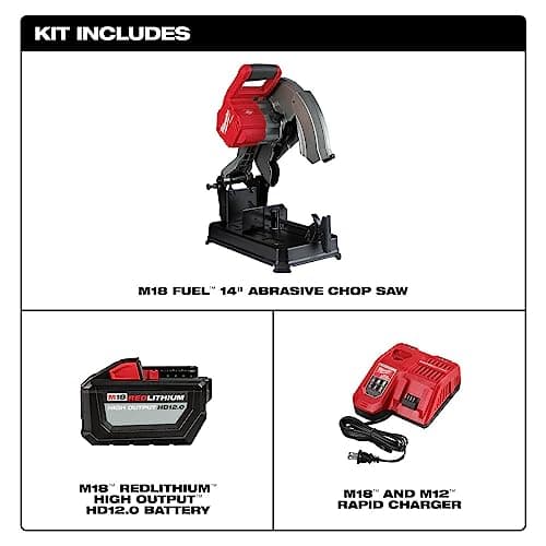 Milwaukee 2990-21HD M18 FUEL Brushless Lithium-Ion 14 in. Cordless Abrasive Chop Saw Kit (12 Ah)
