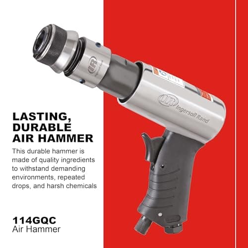 Ingersoll Rand 114GQC Air Hammer - 3 PC Chisel Set with Tapered Punch, Panel Cutter, Flat Chisel, 2-5/8 Inch stroke, 3500 BPM, Lightweight, Compact, Gray