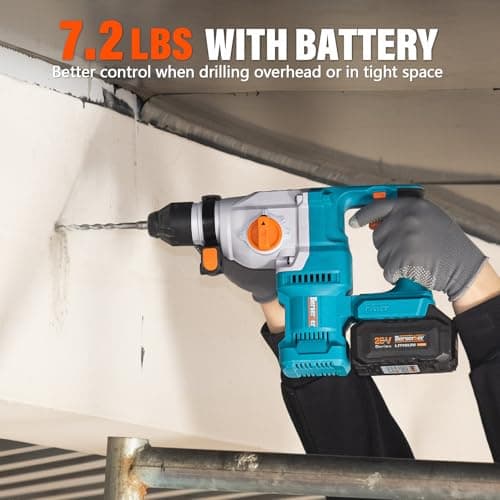 Berserker 20V Cordless 1-1/8" Rotary Hammer Drill SDS-Plus Brushless Motor with Safety Clutch, 4.0Ah Lithium-Ion Battery Powered, 3.0A Fast Charger, 4 Modes Variable Speed Rotomartillo for Concrete