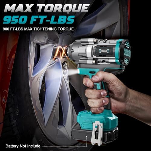 Cordless Impact Wrench 1/2 inch for Makita 18V Battery, 900Ft-lbs Brushless Electric Power Impact Driver Gun Tool, 2100RPM High Torque Impact Wrench with LED Work Light (Tool Only)