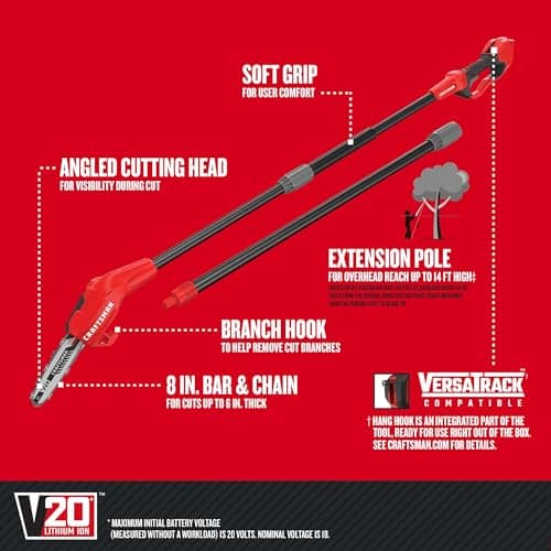CRAFTSMAN V20* Pole Chainsaw, Cordless, Tool-Only (CMCCSP20B)