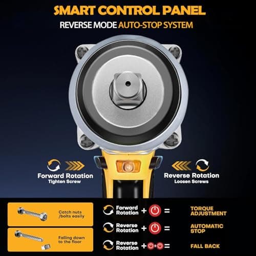 1/2 inch Cordless Impact Wrench,650Ft-lbs (800N.m) Brushless Power Impact Driver,3000RPM High Torque Impact Gun,2x 4.0 Battery, 5 Sockets,8 Drill,6 Screws for Home Car Tires Truck Mower