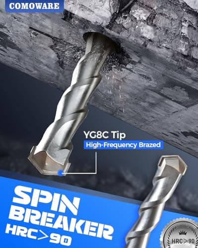 COMOWARE Rotary Hammer Drill Bits Set & Chisels- SDS Plus Concrete Masonry Hole Tool 17pcs with Storage Case