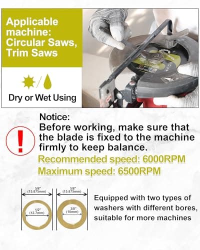 HSS Circular Saw Blade 5-1/2 Inch 130 Tooth SANLEETEK Cutting Plywood, OSB, Paneling, Vinyl Siding, Non-Ferrous Metals, Plastic, Copper, Aluminum with 5/8" Arbor, with 1/2" 3/8" Washer - 3 Pack