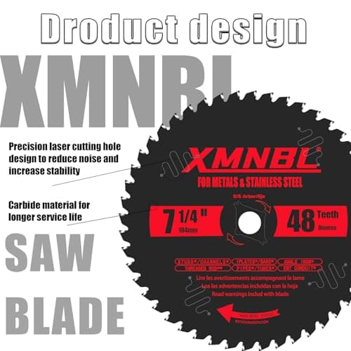 7 1/4 Inch Metal Cutting Saw Blade,Replace for Diablo D0748CF 7 1/4 Inch Metal and Stainless Steel Cutting Saw Blade,Compatible with 7-1/4 Inch Circular Saw,Cermet Carbide,5/8" Arbor,5X Longer Life