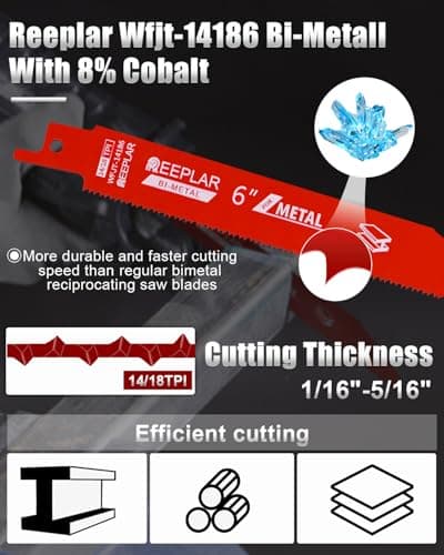 10 Pack 6 inch 14/18 TPI Bi-Metal Auto Dismantling Sawzall Blade for Metal, 6” 18-TPI Reciprocating Saw Blades