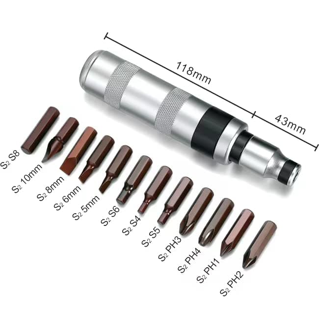 1/2" Hand Manual Reversible Impact Driver Set Extractor-12 PCS Impact Screwdriver S2 Steel Much More Durable Disengage Rusted Fasteners (Short Impact Screwdriver)