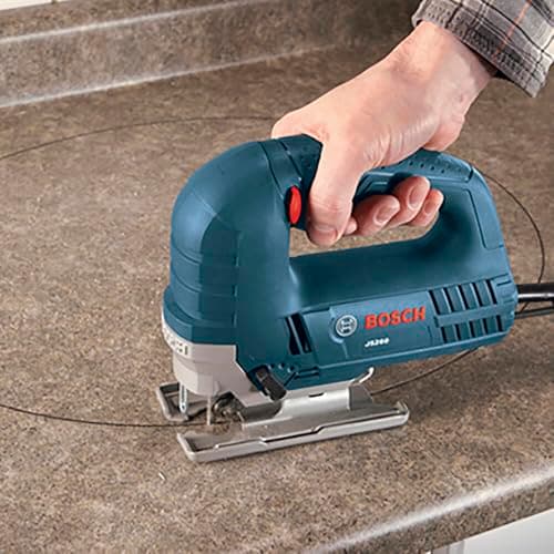BOSCH JS260 Top-Handle Jig Saw - 6.0 Amp Motor, Variable Speed Control, Low-Vibration Plunging Design, Toolless Blade Change System - Ideal for Accurate and Smooth Cutting