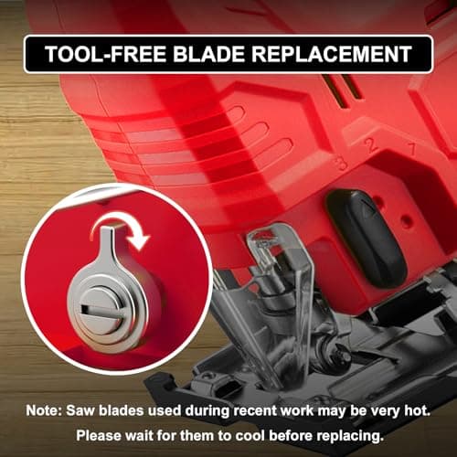 Cordless Jig Saw Compatible with Milwaukee 18V Battery, Brushless Jig Saw with 6pcs Blades, 4 Orbital Sets for Wood, Plastic and Metal Cutting (Tool Only, No Battery)