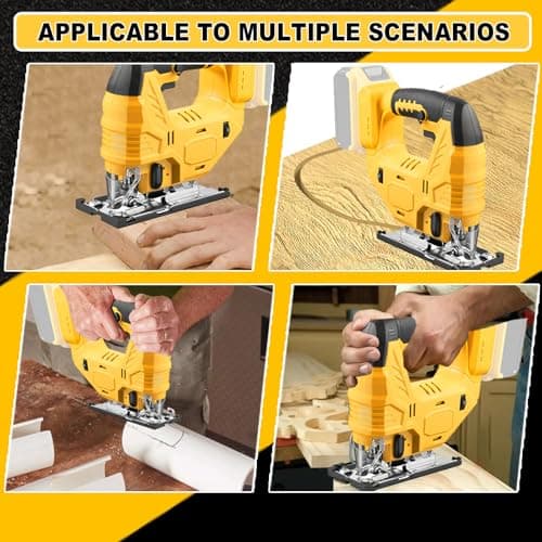 Cordless Jig Saw Compatible with Dewalt 20V Battery, Brushless Jig Saw with 6pcs Blades, 4 Orbital Sets for Wood, Plastic and Metal Cutting (Tool Only, No Battery)