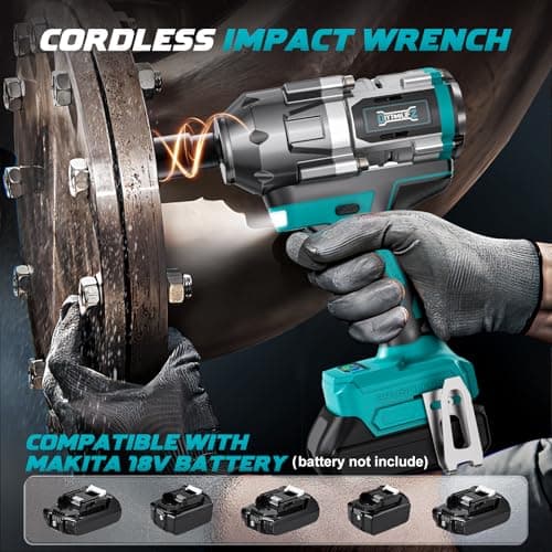 Cordless Impact Wrench 1/2 inch for Makita 18V Battery, 900Ft-lbs Brushless Electric Power Impact Driver Gun Tool, 2100RPM High Torque Impact Wrench with LED Work Light (Tool Only)