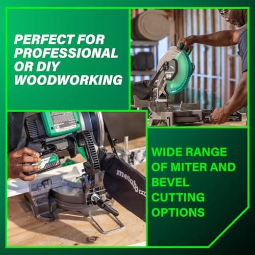 Metabo HPT 18V MultiVolt Cordless 10-Inch Single Bevel Miter Saw, Wide Range of Miter and Bevel Cutting Options, Xact Cut LED Shadow System, Brushless Technology, Tool Body Only, C1810DFAQ4