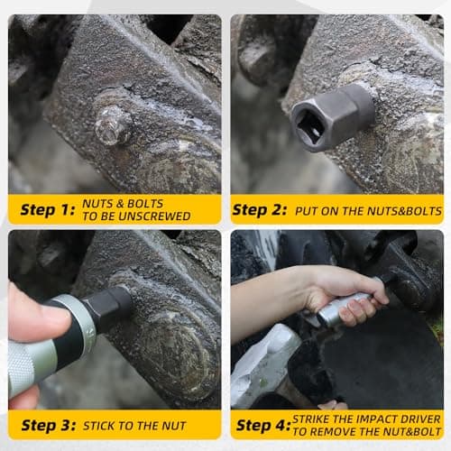 AKM 3/8" Impact Driver Master Screw and Bolt Extractor Set - 21 PCS Hand Manual Reversible Impact Screwdriver S2 Steel for Disengaging Rusted Fasteners or Frozen Bolts