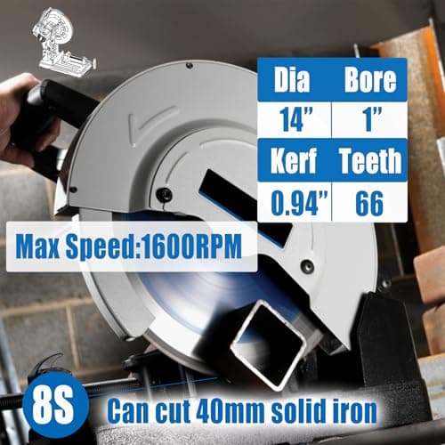 14 Inch Metal Steel Cutting Saw Blade,Replacement for Evolution 14 Inch Chop Saw Blade for Evolution S14CPS,S15CPS,S355MCS,S355CPS,S380CPS|Metal Cutting Saw,66Teeth Mild Steel Cermet Blade