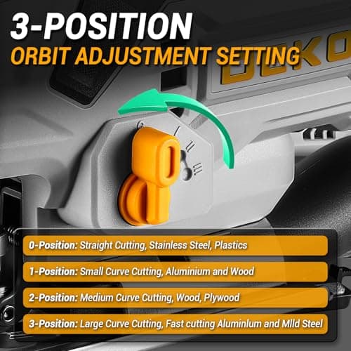 Jig Saw Corded: DEKOPRO Electric Jigsaw Tool Power Jig Saws for Woodworking, Wood Cutter Hand Tool with 6 Variable Speed, 4 Orbital Settings, ±45° Bevel Cutting, Tool-less Blade Quick Release