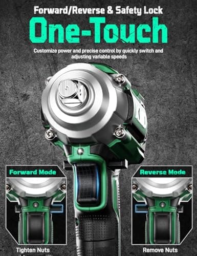 K I M O. Cordless Impact Wrench, Max Torque 406ft-lbs (550N.m) & 3000RPM, Premium Brake Stop, 1/2 lmpact Gun with 3000mAh Li-ion Battery, 7Drive lmpact Sockets, Fast Charger Impact Drill for Car Tires