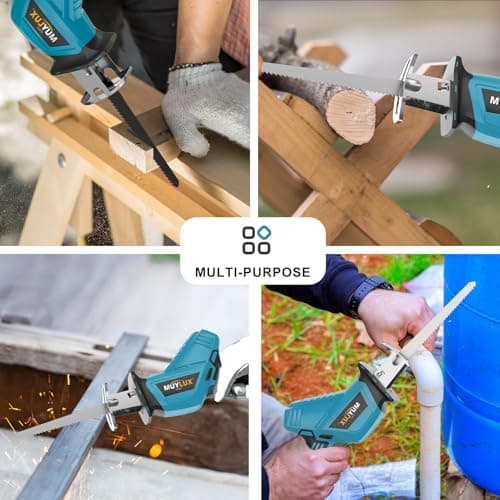 Cordless Reciprocating Saw 20V with 2 Batteries & Charger, Variable Speed 0-3000SPM, Tool-Free Blade Change, Includes 4 Saw Blades for Wood, Metal, PVC and Tree Cutting