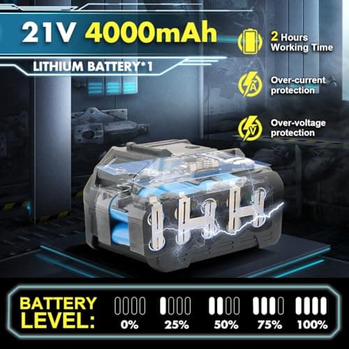 Cordless Impact Wrench, 21V Brushless 1/2 inch Impact Wrench, Electric Impact Gun, Power Impact Driver with 4.0Ah Battery and Charger, Variable Speeds for Car, Home DIY, Tire Removal Tool