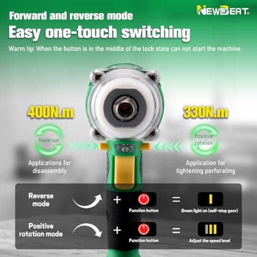 Cordless Impact Wrench, 21V Brushless 1/2 inch Impact Wrench, Electric Impact Gun, Power Impact Driver with 4.0Ah Battery and Charger, Variable Speeds for Car, Home DIY, Tire Removal Tool