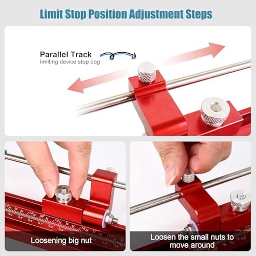 Updated Version Parallel Rail Guide System, Woodworking Track Saw Guide Rail Joining Set Aluminium Alloy Circular Saw Track Set Fixed Guide Rail Bracket Universal T-Track Auxiliary Tool (Red)