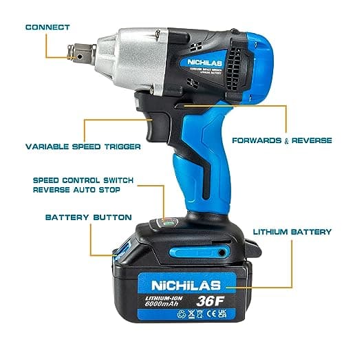 Cordless Impact Wrench, 2 IN 1 Screwdriver Head, 21V electric power wrench, 420Nm High Torque, 4 Pole Motor, Include Battery & Charger & Carrying Plastic Box