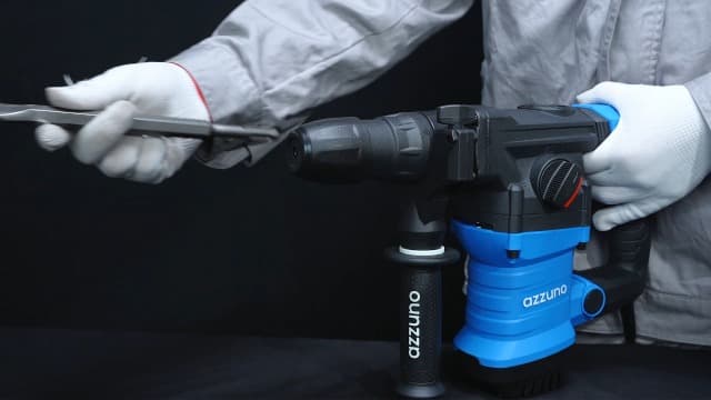 AZZUNO 1-1/4" SDS-Plus 15Amp Heavy Duty Rotary Hammer Drill, 4 Functions, for Drilling in Concrete, Brick and Stone, Includes Chisel and Drill Bits
