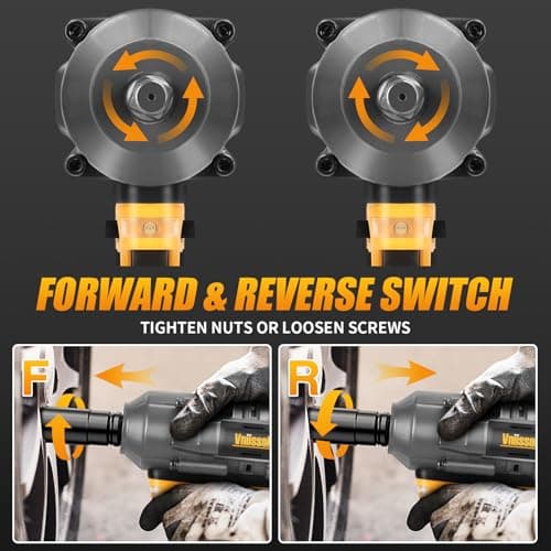 Cordless Impact Wrench 1/2 inch for Dewalt 20V Battery, 1000/1200N.m Impact Driver High Torque Brushless Electric Impact Gun Includes LED Work Light Variable Speeds for Car/Truck RV/Mower