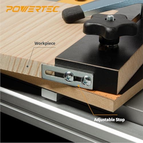 POWERTEC 71395 Taper/Straight Line Jig for Table Saws with 3/4” Wide by 3/8” Deep Miter Slot