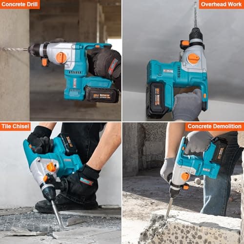 Berserker 20V Cordless 1-1/8" Rotary Hammer Drill SDS-Plus Brushless Motor with Safety Clutch, 4.0Ah Lithium-Ion Battery Powered, 3.0A Fast Charger, 4 Modes Variable Speed Rotomartillo for Concrete