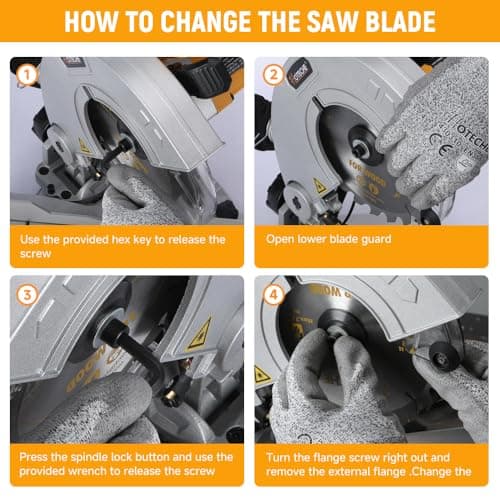 Hoteche 7-1/4-Inch Miter Saw 7.5A Compound Single Bevel Chop Saw with Laser and Blade for Wood and Metal Working