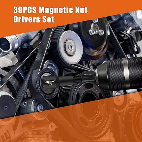 39Pcs Magnetic Nut Driver Set for Impact Drill, Metric & SAE Magnetic Impact Drill Driver Bit, 1/4" Hex Shank, Fully Magnetic Hex Nut Driver Drill Bit Master Kit, Black