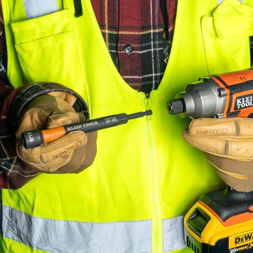 Klein Tools 32930 SAE Magnetic Impact Nut Setter Set, 6-Piece Color Coded Power Nut Driver with Extended Reach, 6 SAE Sizes