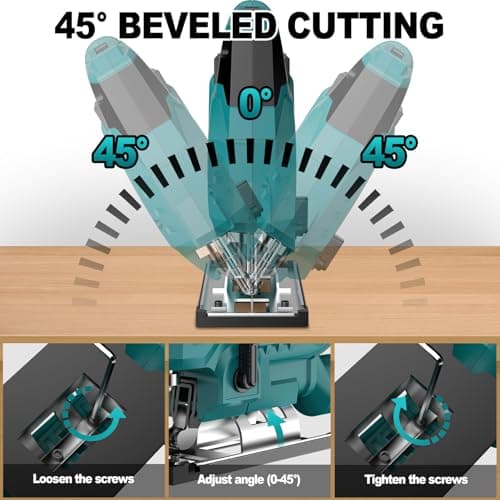 Jigsaw, Cordless Jig Saw Tool for Makita 18V Battery, Varible Speed, with LED Light, 0°-45° Bevel Cuts, 3-Position Orbital Jigsaw for Wood/PVC/Metal Cutting (Tool Only)