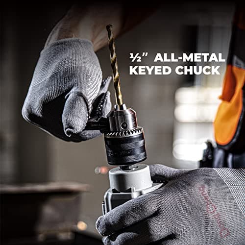 DongCheng Hammer Drill 6A,1/2 Inch Keyed Chuck, 0-3000 RPM/45000 BPM Impact Drill with 15PCS Drilling Bits for Brick Wall, Metal & Wood, DZJ05-13