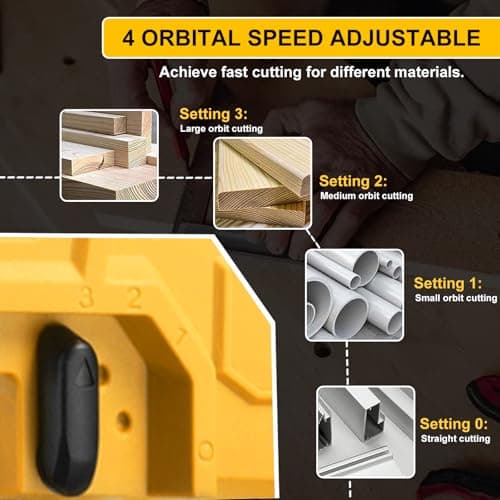 Cordless Jig Saw Compatible with Dewalt 20V Battery, Brushless Jig Saw with 6pcs Blades, 4 Orbital Sets for Wood, Plastic and Metal Cutting (Tool Only, No Battery)