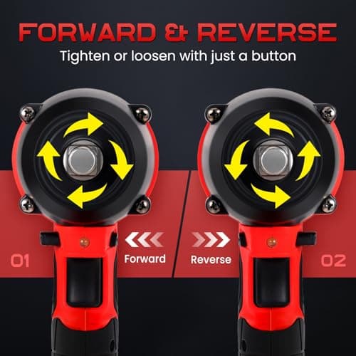 Cordless Impact Wrench, 1106 FT-lbs 1500Nm Brushless Impact Gun 1/2", 18V 2 * 5.0 Ah Multifunction Power Impact Driver for Home Car Truck Mower