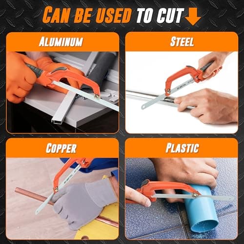 Mutt Tools Mini Hacksaw for Metal with 10-inch Bi-Metal Blade for Precision Cutting - Compatible with 10" and 12" Blades - Small Cutting Saw