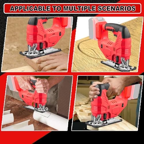 Cordless Jig Saw Compatible with Milwaukee 18V Battery, Brushless Jig Saw with 6pcs Blades, 4 Orbital Sets for Wood, Plastic and Metal Cutting (Tool Only, No Battery)