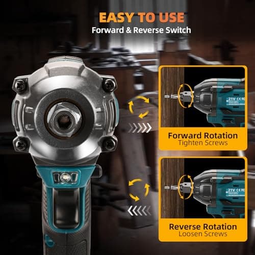 Cordless Impact Wrench, 21V Torque Power Impact Driver, 1/2" Power Impact Wrenches with 2 * 2.0Ah Batteries with 19 Accessories, Electric Impact Motor Variable Speeds for home installation (Blue)