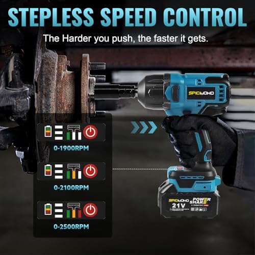 1/2 inch Cordless Impact Wrench - 1200N.m High Torque Heavy Duty Impact Gun with 2x 4.0Ah Batteries, 21V Powerful Impact Driver/Drill for Tough Auto Repair and Construction Tasks