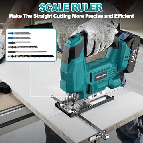 Jigsaw, Cordless Jig Saw Tool for Makita 18V Battery, Varible Speed, with LED Light, 0°-45° Bevel Cuts, 3-Position Orbital Jigsaw for Wood/PVC/Metal Cutting (Tool Only)